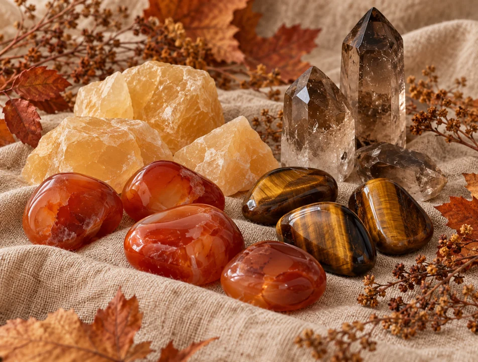 Edelstenen in warme herfstkleuren